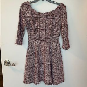 Tweed pink black and white dress